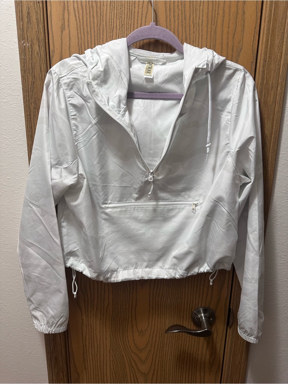 White Camo Hooded Windbreaker Pullover